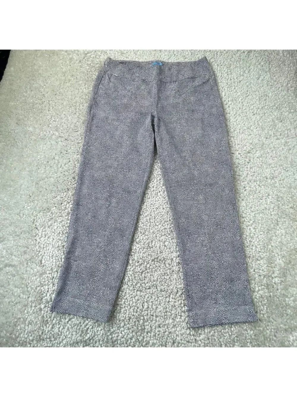J. McLaughlin Newport Catalina Crop Pants Navy Blue White Print Womens Large